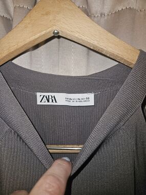 ZARA Ribbed Taupe Knitted Tank Top